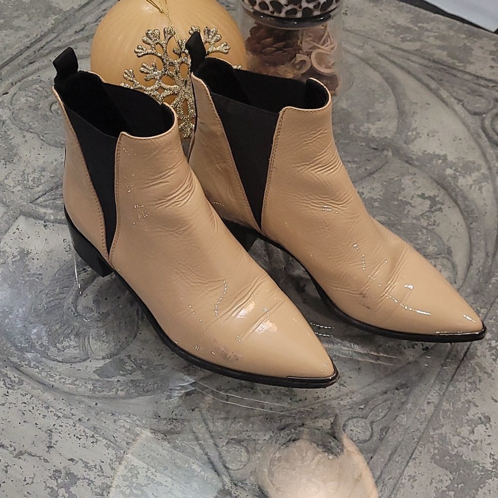 𝅺ACNE STUDIOS JENSEN LEATHER ANKLE BOOTS BEIGE